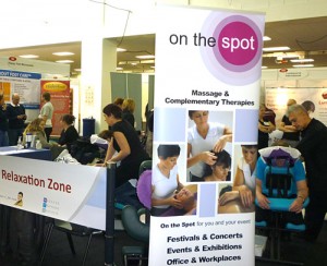 On site massage at the Back Pain Show, Olympia 2013