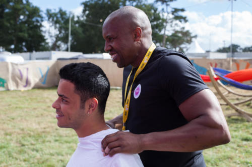 Ady Suleiman enjoying a treatment with Gary